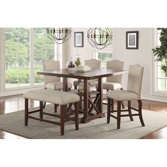 F&L Homes Studio Archieyyi Counter Height Butterfly Leaf Dining Table